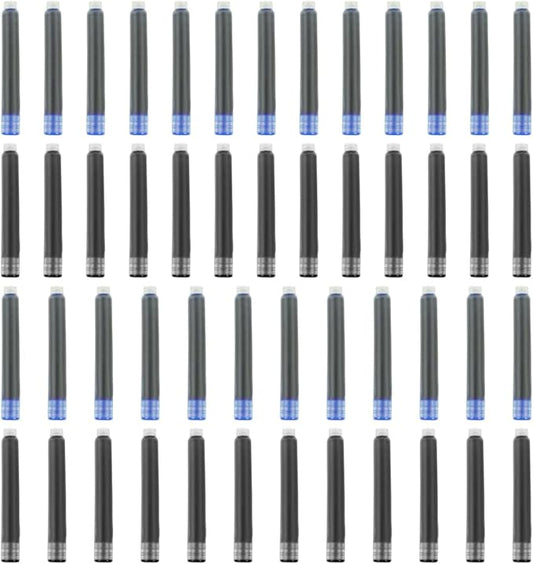 YUNCHUN 50PCS Fountain Pen Ink Refills, 2.6 mm Ink Cartridges Sets for Hongdian, Ink Pen Writing Supplies International Standard Ink Refills, Smooth Writing (Black + Blue)
