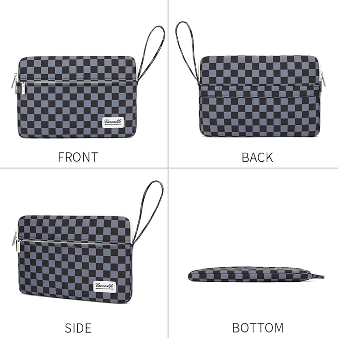 Canvaslife Laptop Sleeve Case Cover with Pocket for MacBook Pro 14 inch and 14 inch-14.4 inch HP, Lenovo, Dell, ASUS, Acer Notebook Computer (Black Checker)