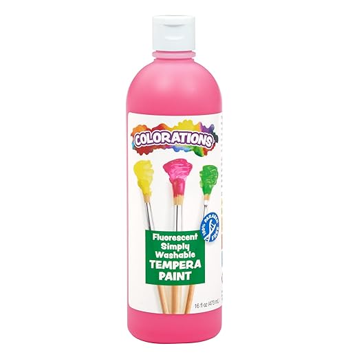 Colorations Washable Tempera Paint, 16 fl oz, Fluorescent Pink, Neon, Non Toxic, Vibrant, Bold, Bright, Kids Paint, Craft, Hobby, Fun, Art Supplies