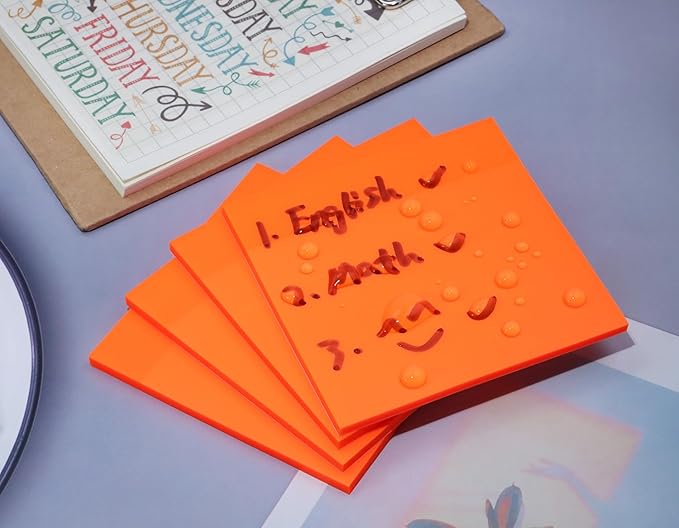 ONLYKXY 4 Pack Transparent Sticky Notes 7.6x7.6CM Self-Stick Book Tabs 200 Sheets Waterproof PET Markers Sticky Notes Pad (Orange)