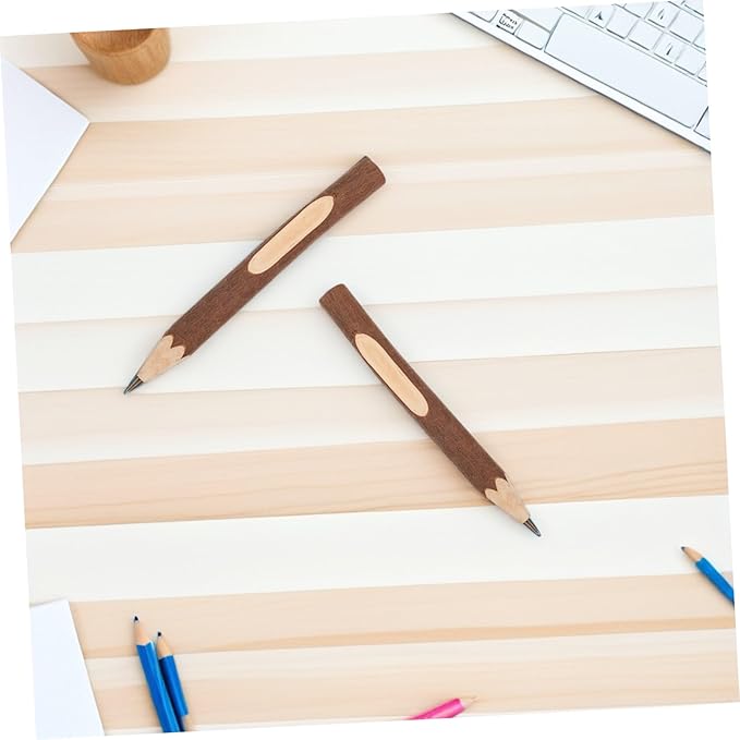 Natural Tree Bark Ballpoint Pens 13cm Small Wooden Writing Pens Biodegradable Portable 10 for Office and Daily Use