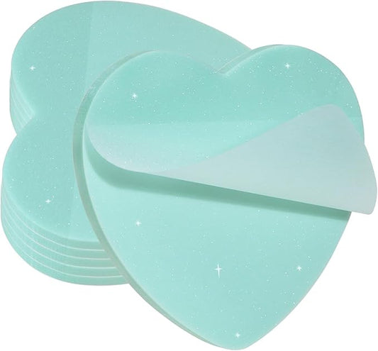 ONLYKXY Glitter Heart Shape Transparent Sticky Notes for Annotating,2.8in Pastel Color Waterproof Index Sticker Self-Stick Book Tabs Soft PET Marker Memo Pad for Home School Office (6, Green)