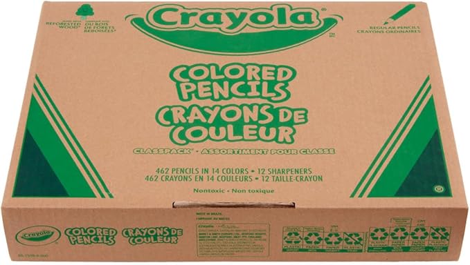 Crayola Colored Pencil Classpack (462ct), Teacher Appreciation Gifts, Classroom Must Haves, School Supplies, Bulk Colored Pencils, 14 Assorted Colors, Ages 3+