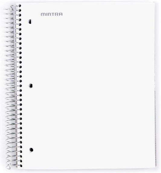 Mintra Office Durable Spiral Notebooks, 5 Subject (White, Wide Ruled 1pk)