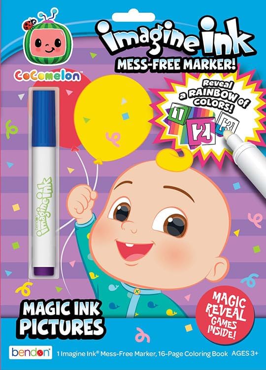Bendon Cocomelon Imagine Ink, Coloring Book and 1 Mess Free Marker, Kids, Officially Licensed