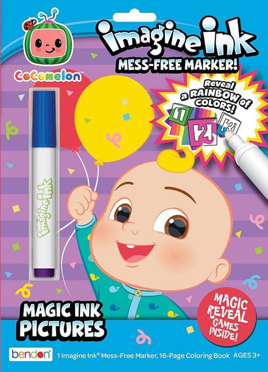 Bendon Cocomelon Imagine Ink, Coloring Book and 1 Mess Free Marker, Kids, Officially Licensed