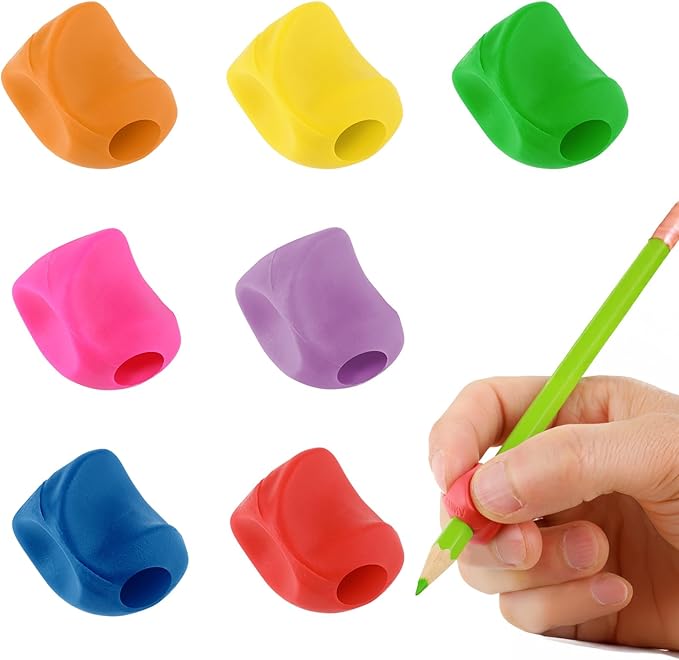 Ymapinc 7PCS Ergonomic Pencil Grippers, Soft Pen Grips for Comfort and Hand Fatigue Relief, Universal Fit for Pencils and Pens