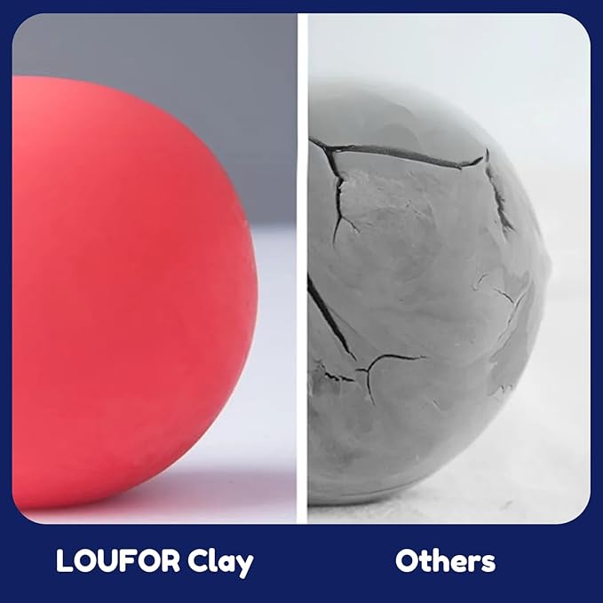 LOUFOR Air Dry Clay Kits - Modeling Clay for Kids, Ultra Light & Soft, Safe & Non-Toxic, DIY Airdryclay Kit with Sculpting Tools and Tutorials, Creatible Art Crafts Toys Gifts for Boys Girls