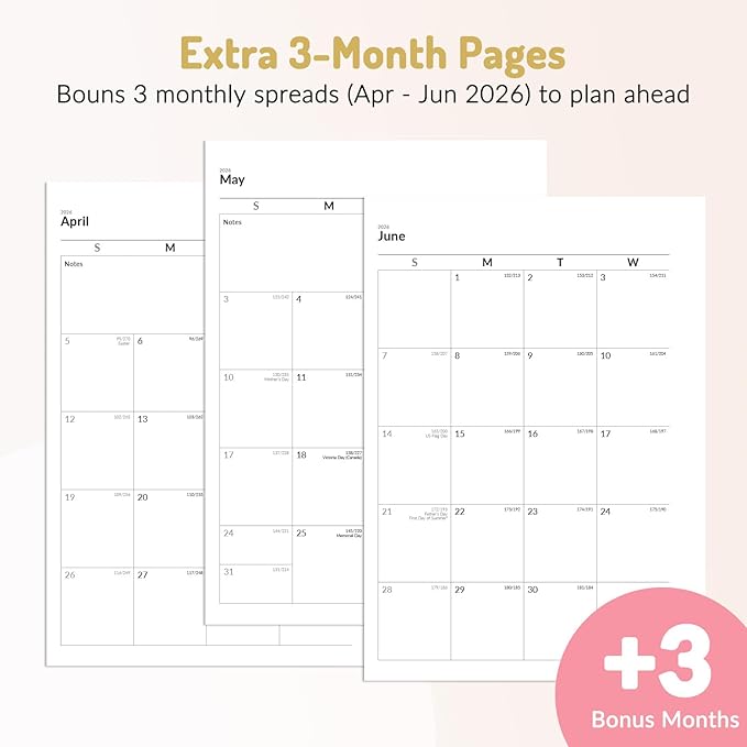 Forvencer Academic Planner 2026-2027, Hardcover Calendar Planner Weekly & Monthly, July 2026 - June 2027, 6" x 8", Daily Agenda with Tabs, College School Organizer for Student Teacher, Pink