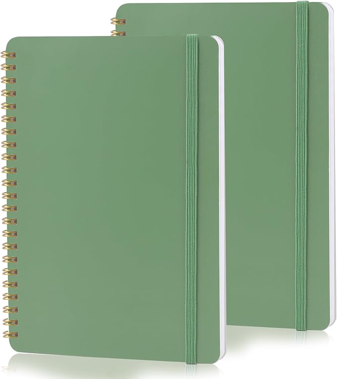 Utron Spiral Notebook For Women & Men, 2PCS Spiral Journal Notebooks, 5.9 x 8.3” College Ruled Notebook For Work Notes, Journal Writing, And Daily Life Entries (Green)
