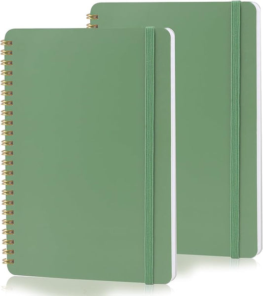 Utron Spiral Notebook For Women & Men, 2PCS Spiral Journal Notebooks, 5.9 x 8.3” College Ruled Notebook For Work Notes, Journal Writing, And Daily Life Entries (Green)