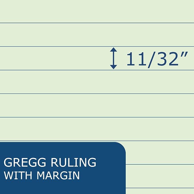 Roaring Spring Spiral Steno Pad, 6"x9", 12-Pack, Gregg Ruled, 80 Sheets 15lb Green Paper Per Book, Proudly Made in The USA!, Snag Proof Wire, Stiff Board Covers