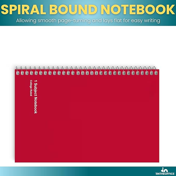1InTheOffice 1-Subject Wirebound Notebook, College Ruled, 80 Sheets, Spiral Notebook 5x7, 7 3/4" x 5", 6/Pk (6)