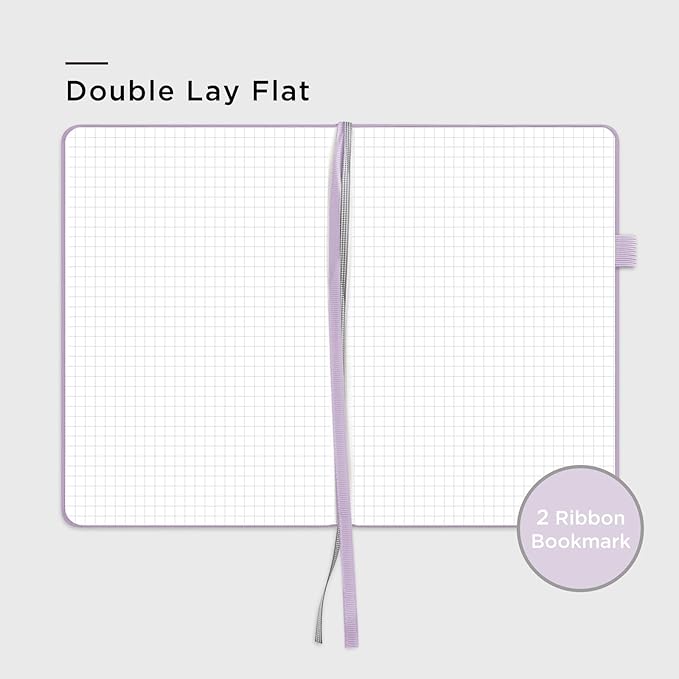 &And Per Se Graph Notebook, 5mm Grid, A5 Hardcover, 160 Pages 100gsm Thick Paper, Grid Journal for Diagrams, Wireframes, CAD Sketches (Lavender)