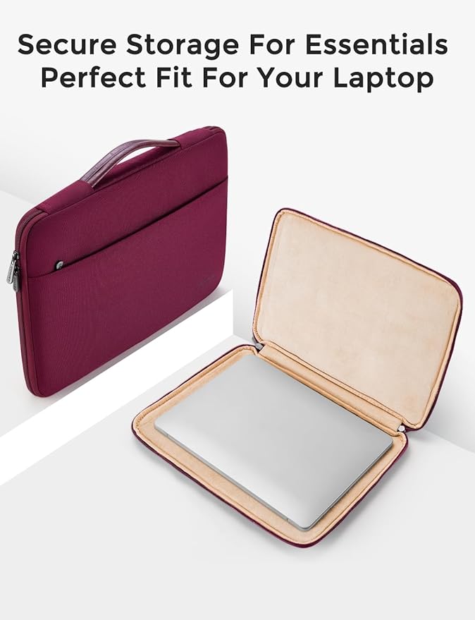 DOMISO Laptop Case Sleeve Protective Cover Compatible with MacBook Air 13 M4 M3 M2,MacBook Pro M2 M1,iPad Air/Pro,13 inch Dell,Lenovo, HP,Asus,Waterproof Computer Cases Bag with Handle,Wine