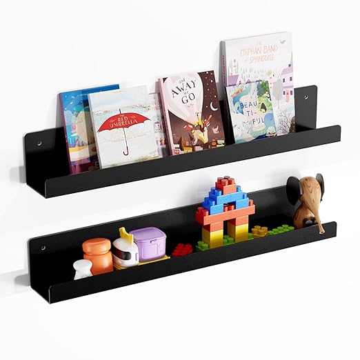 Magnetic Book Shelf for Whiteboard, Metal Reusable Book Holder,Use for Classroom, Office, Refrigerator,School Supplies-Black