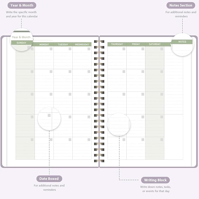 Undated Weekly Planner, Weekly To Do List Notebook with Goal, Organizer & Habit Tracker, A5 Daily Planner with Spiral Binding, Ideal for Office School Suppies