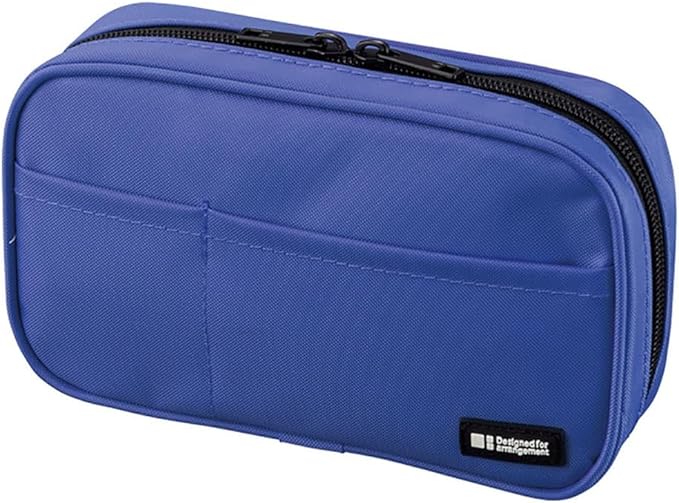LIHIT LAB Large Capacity Zipper Pencil Case For School Office College, Big Capacity 4 Compartments Pencil Bag Holder Adults Teen Boys Girls, Travel Cosmetics Storage, Blue (A7551-108)
