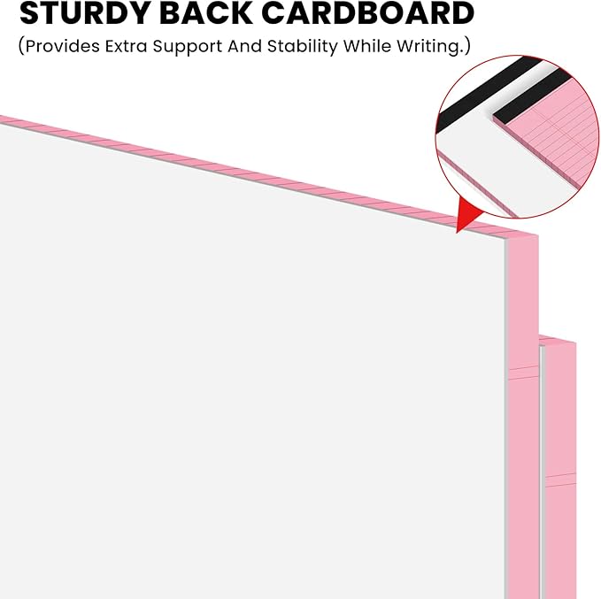 2pcs Legal Pads 8.5 x 11,Notepads 8.5 x 11 Inch, 30 Sheets/Pack, Pink Note Pads Clear Print Writing Pads of Paper, Perforate Wide Ruled Lined with Sturdy Back for Office, Business & School Supplies