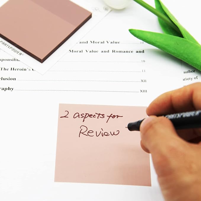 PARTSPOWER 100 Sheets Transparent Sticky Notes, 3X3 Inch, Pastel Translucent Annotating Sticky Notes for Books, Bible Study, Reading, Office School Supplies (Plum)