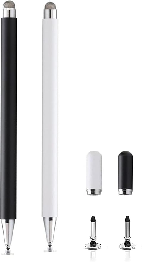 2PCS 2-in-1 Stylus Pen for Samsung Galaxy Tab A11/A11+/A9+/A9/A8/A8 Plus/A7/A7 Lite,Stylus for iPad Pro/iPhone/Fire/Surface Tables All Touch Devices (Black+White)