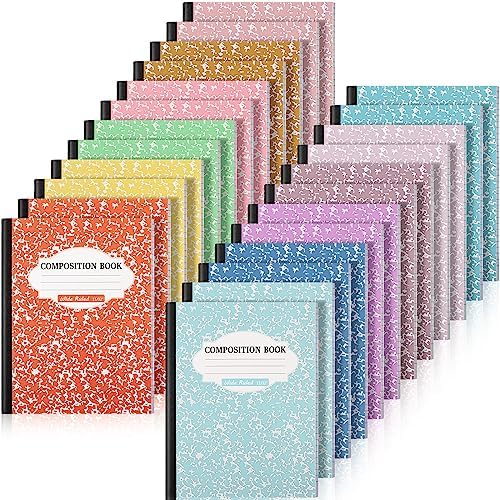 Colarr Wide Ruled Composition Notebook 9.75x7.5 Inch, Pastel Color, 24 Pack
