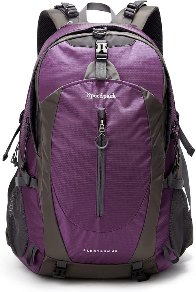 SPEEDPARK 40L Hiking Backpack, Lightweight Camping Daypack with Rain Cover | Water-Resistant Rip-Stop Nylon, Multi-Pockets, Survival Whistle. Ideal For Men, Women, Travel, Trekking