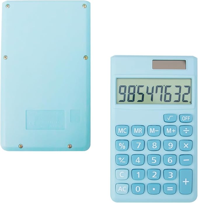 Basic Standard Calculators Small Digital Desktop Calculator with 8-Digit LCD Display, Battery Solar Power Smart Calculator Children's School Adult Office Family Standard Functions (8 bit Blue)