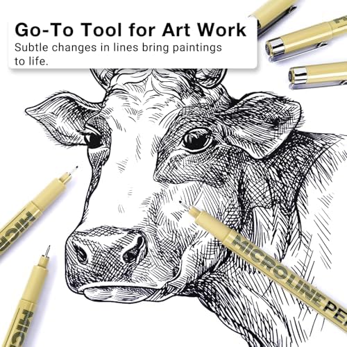KERIFI Fineliner Ink Pens, Black Micro Fine Point Drawing Pens Waterproof Archival Ink Multiliner Pens for Artist Illustration, Sketching, Technical Drawing, Zentangle, Scrapbooking (6 Assorted Nib)