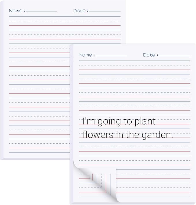 zmybcpack 2 Pack Write Beginner Paper for Kids, 8.5"x11" Handwriting Paper Kindergarten for Kids, Primary Composition Notepad(100 Sheets Each, Double-Sided Printing)