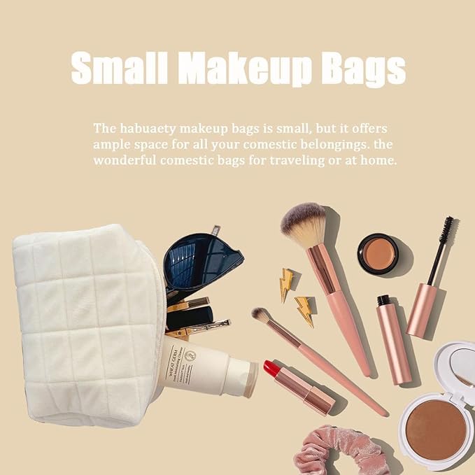 2PCS Makeup Cosmetic Bag Small Checkered Pouch Make Up Purse Bag Y2k Accessories