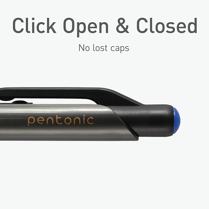 Pentonic G-RT Retractable Gel Pens, 10 Count, Blue Ink, 0.7 mm Fine Point, Smooth Writing For Journaling, Note Taking, Office & School (1002361)
