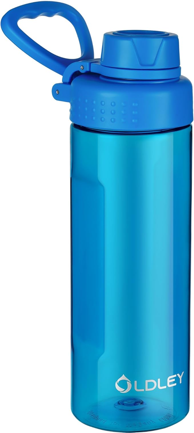 OLDLEY Water Bottles 20oz BPA Free Tritan Water Bottle with Carry Handle and Spout Lid, Leakproof Kids Water Bottle for Home,Travel, School, Outdoors, Blue