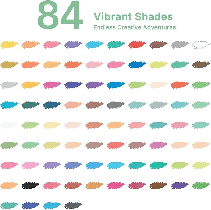 Tongfushop 84 Colors Acrylic Paint Markers, Dual Tip Acrylic Paint Pens with Brush Tip & Fine Tip, Fabric Markers for Rock Painting, Wood, Canvas, Stone, Glass, Ceramic, DIY Crafts, Art Supplies