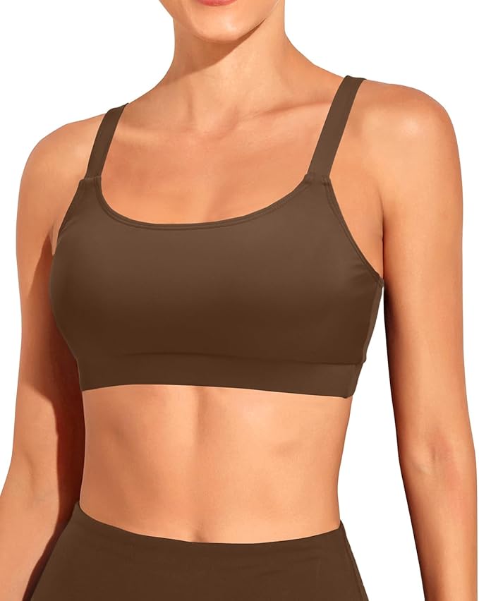 Tempt Me Women Sports Bra Bikini Tops Scoop Neck Bathing Suits Top Padded Swim Crop Tops Only