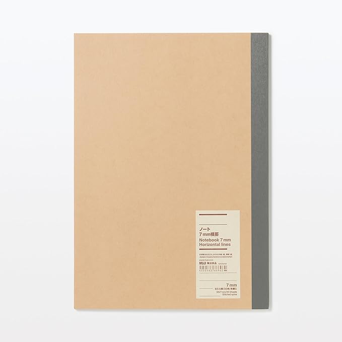 MUJI NAC04A3A Notebook, 0.3 inch (7 mm) Rule, B5/A Rule, 30 Sheets, Thread Binding,