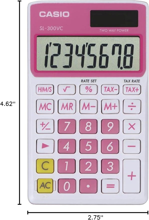 Casio SL-300VC Standard Function Calculator, Pink