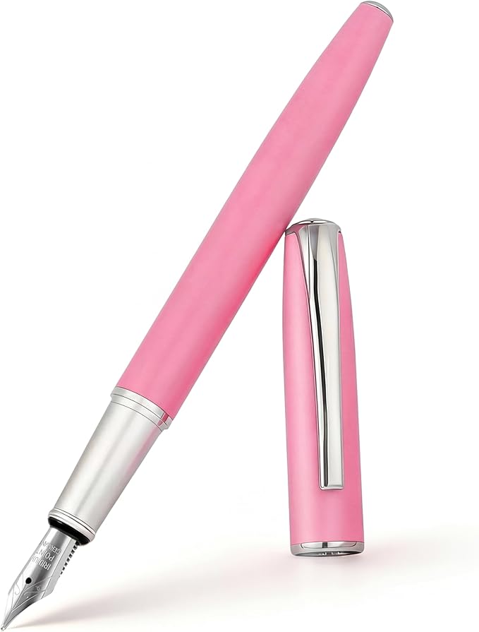 Super Smooth Writing Fountain Pen Set,Includes 2 Hand Polished Iridium Nibs(Fine & Extra Fine),8 Ink Cartridges,2 Ink Refill Converter and Gift Box,Best Pen Gift Set for School,Office(Pink)