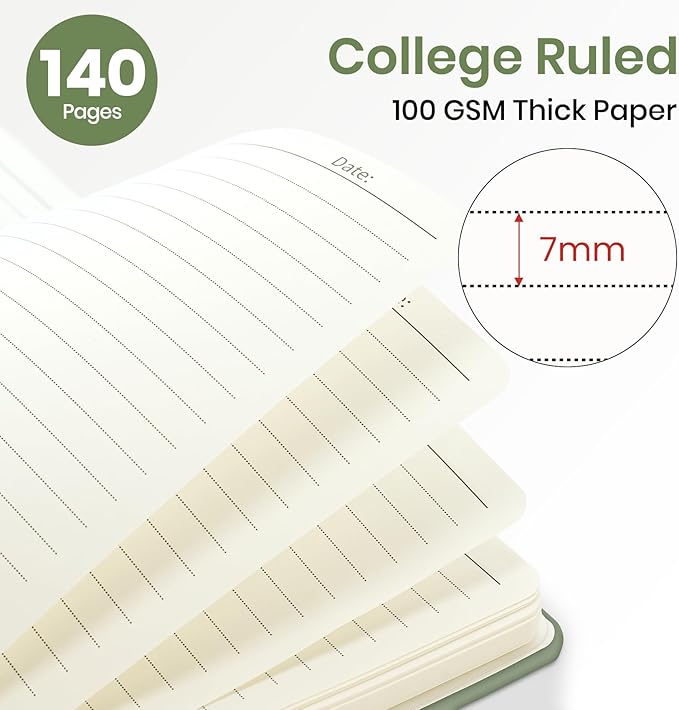 ZOTIA Lined Spiral Journal Notebook for Women, A5 College Ruled Journals for Writing, Hardcover Notebooks for Work, Note taking and Office School Supplies,140 Pages - Green