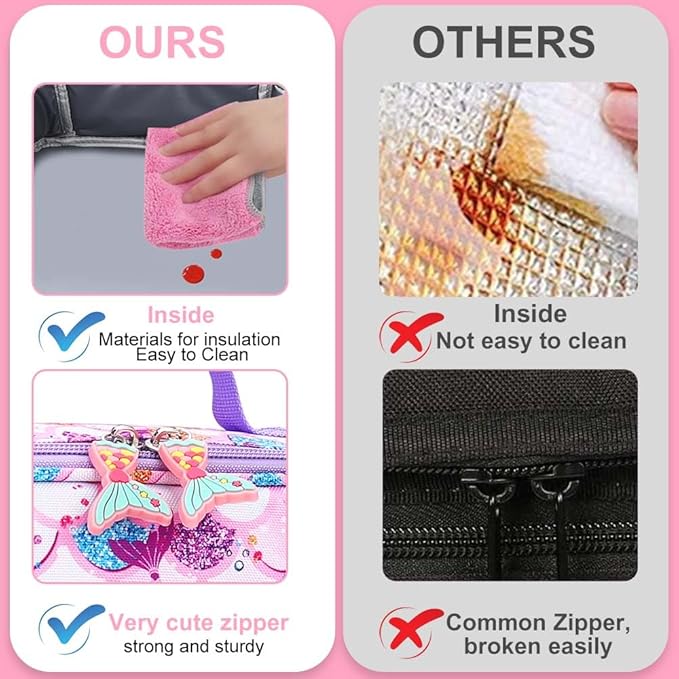 RHCPFOVR Kids Lunch Box for Girls Teens Insulated Lunch Bag Reusable Lunch Tote Kit for School Travel