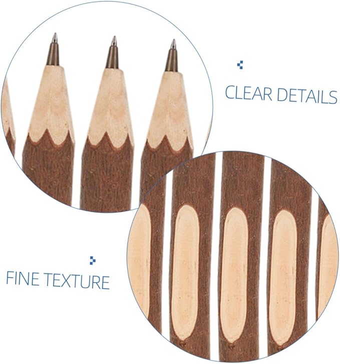 10pcs Tree Bark Ballpoint Pens 13cm Wooden Writing Pens Natural Biodegradable for Daily Office and School Use
