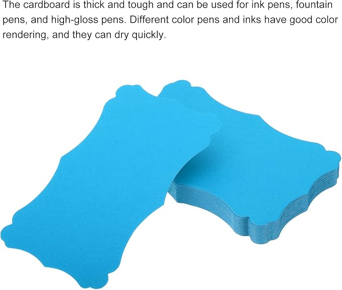 PATIKIL 3"x5" Blank Paper Business Cards, 50 Pack Small Index Flash Cards Words Message Note Card Mini Paper Tags Lace for DIY Gift, Blue