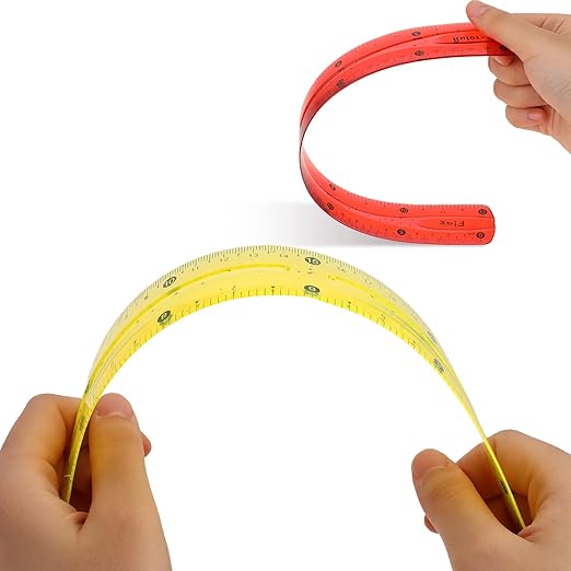 3Pcs Flexible Ruler, 12 Inch Translucent Plastic Rulers Shatterproof Bendy Rulers with Inches and Centimeters Soft Bendable Rulers for Kids Adults Classroom School Home Office (Red Yellow Blue)