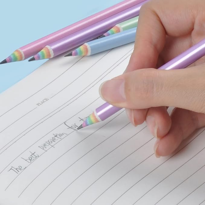ECOTREE Pre-Sharpened Pencils #2 Cute Number 2 Pencils with Erasers for Kids Eco Rainbow Paper Pencil for School, Writing, 24 Count
