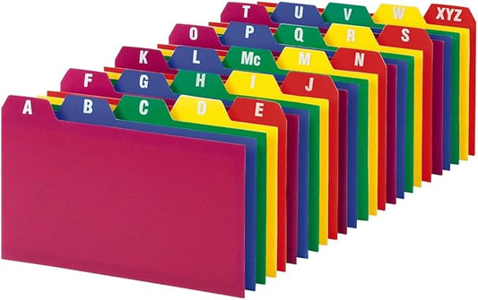 Oxford Poly Index Card Guide Set,3 x 5 Inches,A-Z,1/5 Inch Cut Tabs,Assorted Colors,25 per Set (73153),(Pack of 12)