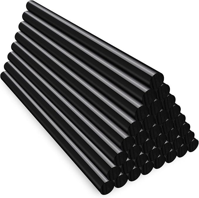 Black Hot Glue Sticks, 8" Long x 0.43" Dia, 36 Pack, Standard for Crafting, DIY, Art, School, Gluing, Repair, Sealing