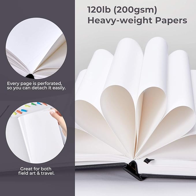Ohuhu Sketchbook Marker Paper Pad: 8.3"x8.3" Square Art Sketch Book Drawing Papers 78 Sheets/156 Pages 120 lb/200 gsm Hardcover Sketching Books for Alcohol Markers Heavyweight Sketchpad Christmas Gift