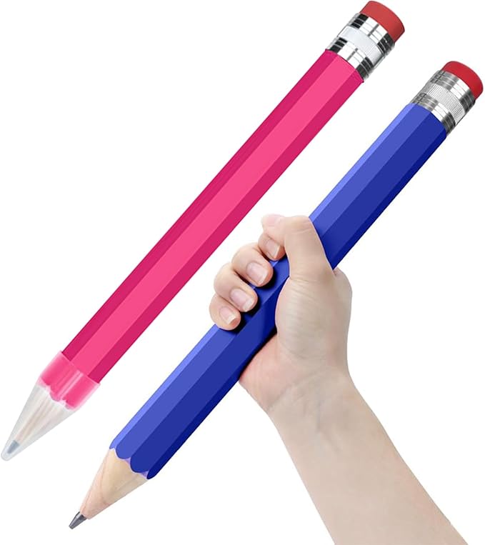 Giant Pencil, 14 Inch Big Jumbo Pencils, Funny Oversized Huge Comically Large Pencil with Cap for Prop/Gifts/Decor(Blue/Pink)