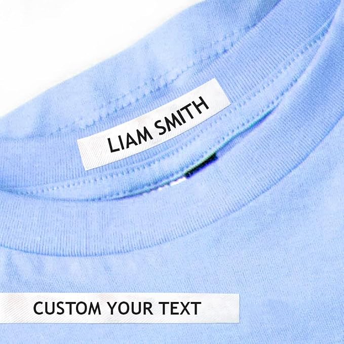100 Iron-On Name Tags for Clothes: Customizable Fabric Labels, Safe for Kids' School Uniforms, Baby Clothing
