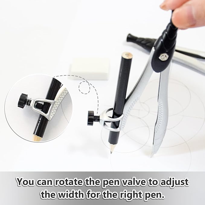 SAYEEC Geometry Set, 10 Pcs Math Protractor Compasses Kit with Ruler, Triangles, Eraser, Sharpener, Lead Refills, Pencil, Storage Box, Drafting Drawing Tools for Architects Engineers Artists